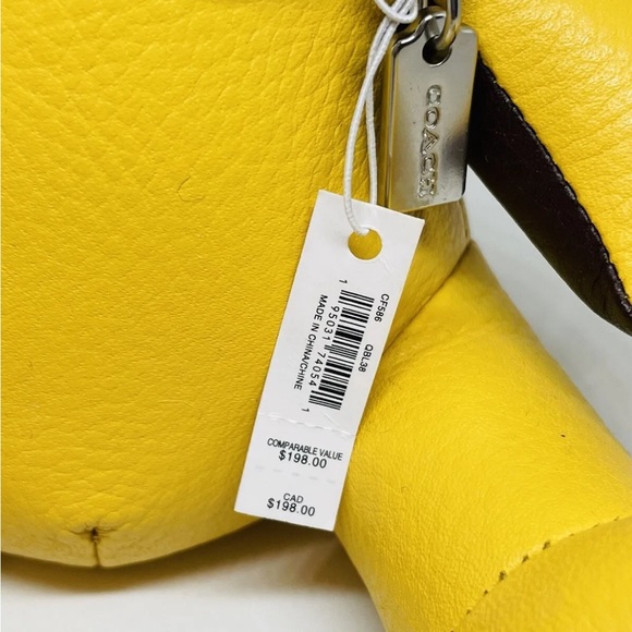 Coach Bear Paperweight Yellow Leather Gunmetal Hardware 6 Inch - Picture 3 of 14